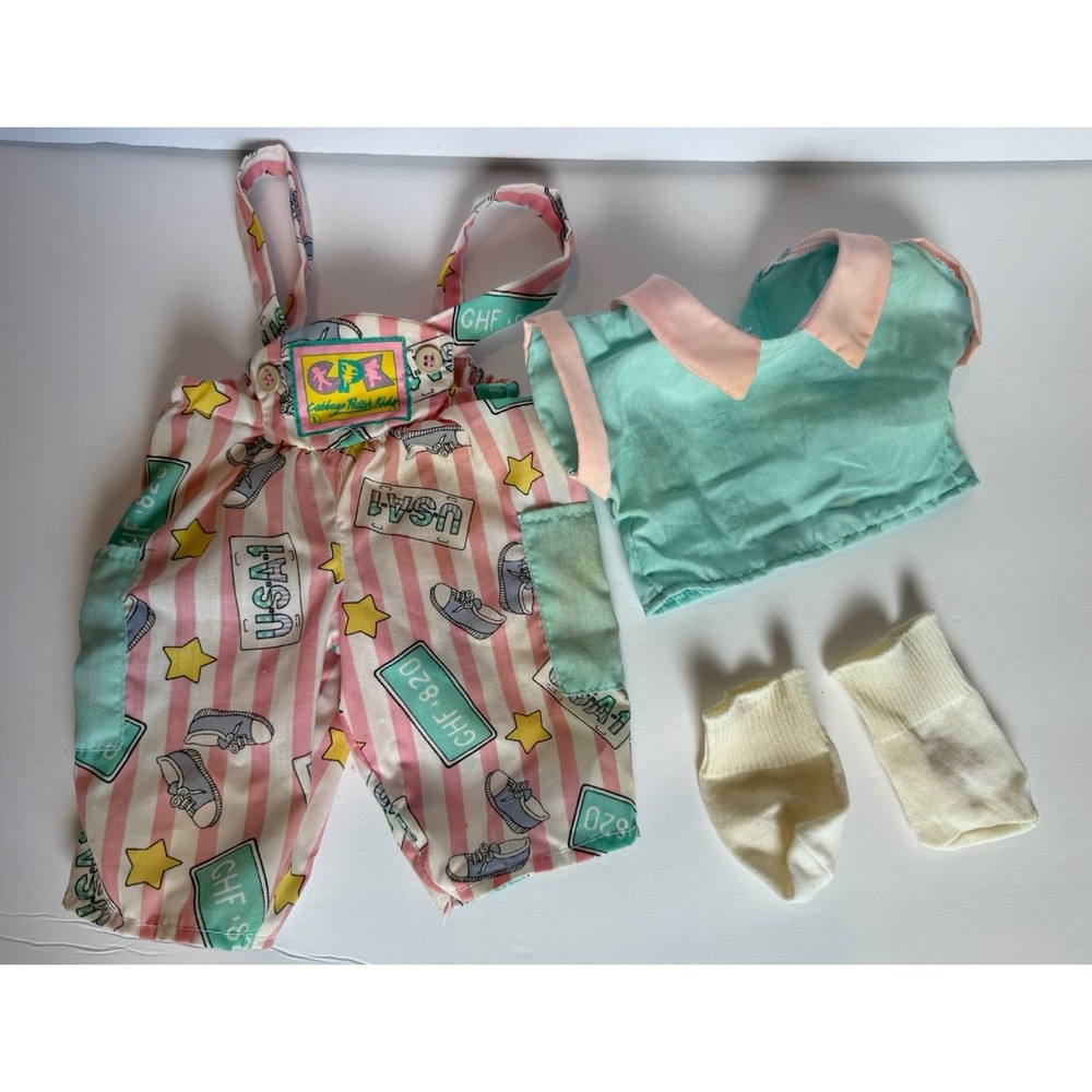 HTF CABBAGE PATCH KIDS DOLL Transitional Overalls W/ collar shirt & socks CPK